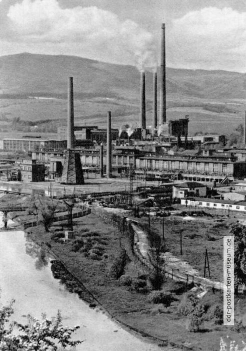 Blick auf den Betrieb des VEB Chemiefaserwerk "Wilhelm Pieck" in Schwarza bei Rudolstadt - 1964