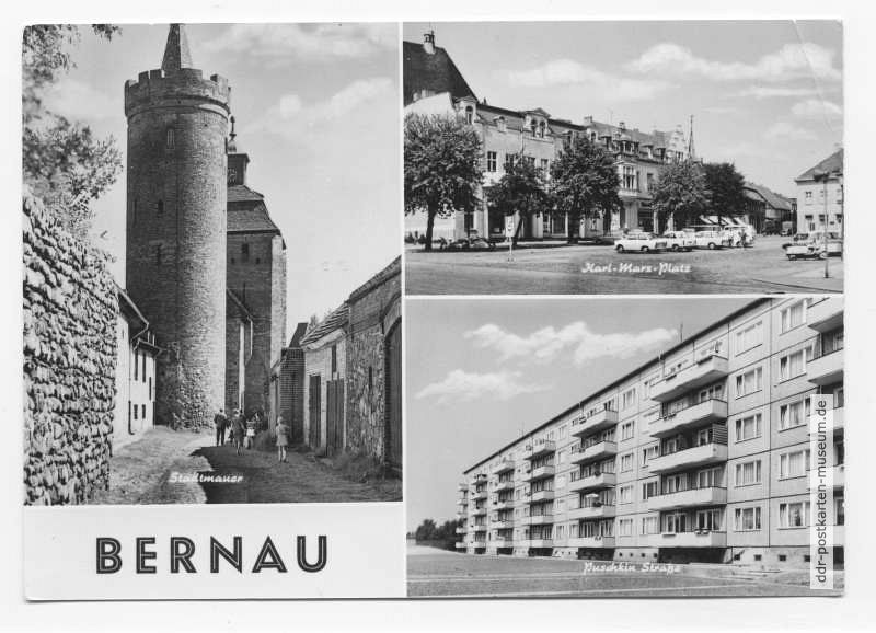 Stadtmauer mit Hungerturm, Karl-Marx-Platz, Neubauten Puschkinstraße - 1972 / 1979