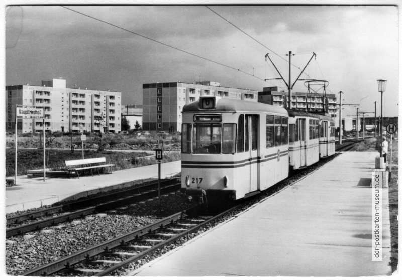 Straßenbahn-Haltestelle Linie 6 Hauptfriedhof (Hohenstücken-Nord) - 1987