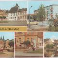 Wilhelm-Pieck-Straße, Neubauten, Markt, Roland, Partie an der Saale - 1981