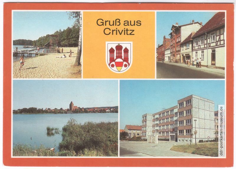 Crivitz, Freibad / Ernst-Thälmann-Straße / Militzsee / Oberschule - 1989