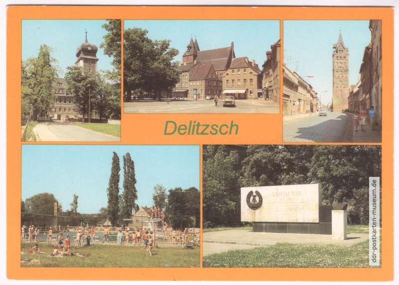 Schloß, Marktplatz, Breite Straße, Freibad, Wilhelm-Pieck-Gedenktafel - 1982