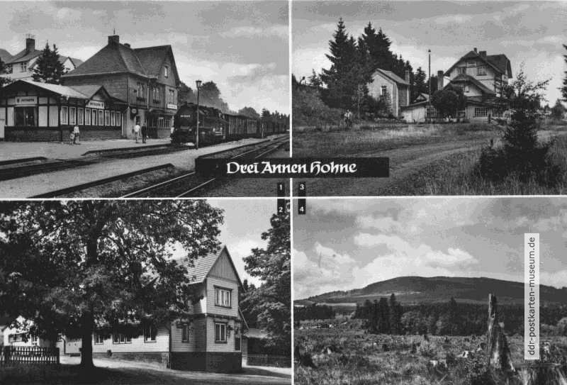 Bahnhof, FDGB-Erholungsheim, Ferienheim, Blick zum Brocken - 1962