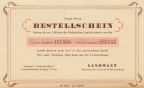 Rückseite von Drucksache mit Bestellschein an Lotterieeinnahme Landmann - 1954