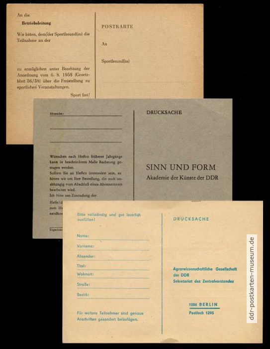 Drucksachen als Antwortpostkarte - 1978 / 1983