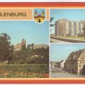 Blick zur Sorbenburg, Hochhaus in Eilenburg-Ost, Rathaus - 1986