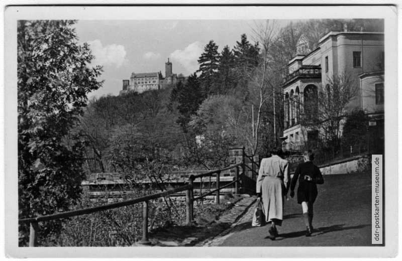 Reuterweg und Reuter-Villa, Blick zur Wartburg - 1955