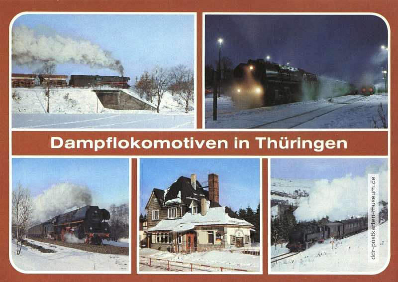 Dampfloks bei Triptis, Weida und Lichte, Bahnhof Ernstthal - 1985