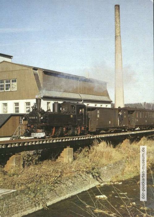 Dampflok 99 1606-5 der Schmalspurbahn Wolkenstein-Jöhstadt in Steinbach - 1986