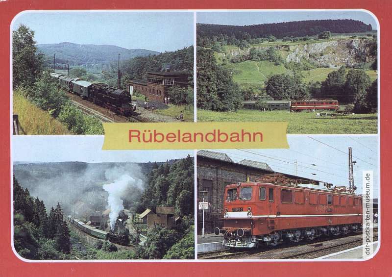 Rübelandbahn - Elektrolok der Baureihe 211 im Bahnhof Blankenburg (rechte Seite) - 1986