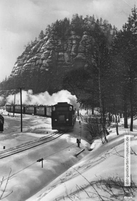 Schmalspurbahn Zittau-Oybin in Oybin (Zittauer Gebirge) - 1958