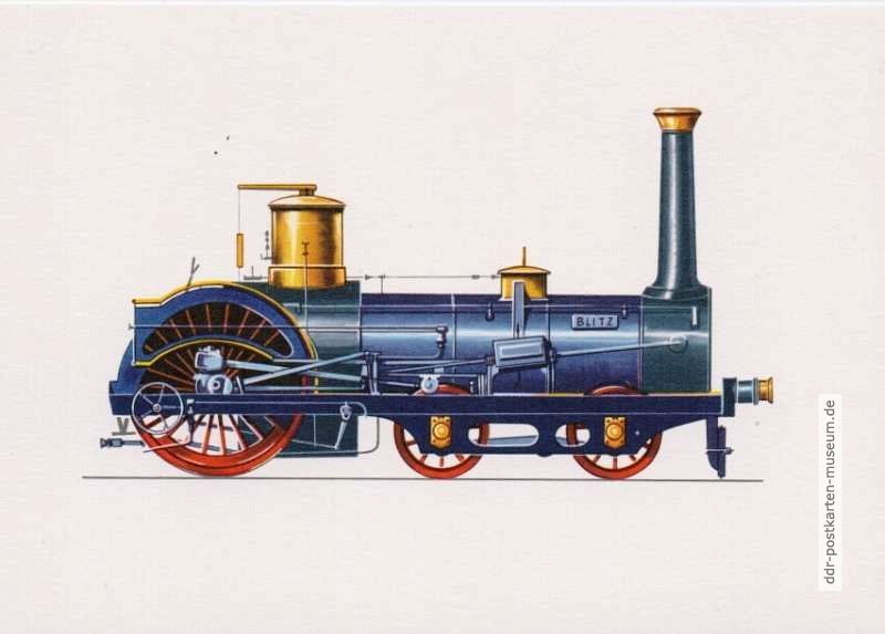 Schnellzug-Lokomotive "Blitz" aus Karlsruhe von 1857
