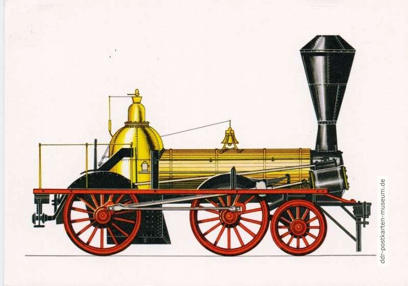 Lokomotive "Neckar" von Baldwin & Whitney, gebaut 1845 in Philadelphia