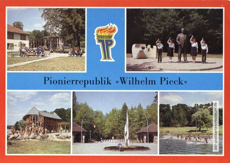 Pionierrepublik - Wilhelm-Pieck-Gedenkstätte, Wehrburg, Eingang und Badestrand - 1985