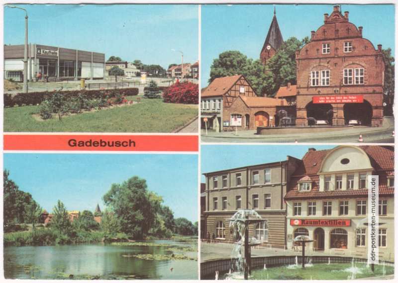 Konsum-Kaufhalle, Rathaus, Burgsee, Wasserspiel auf dem Markt - 1979