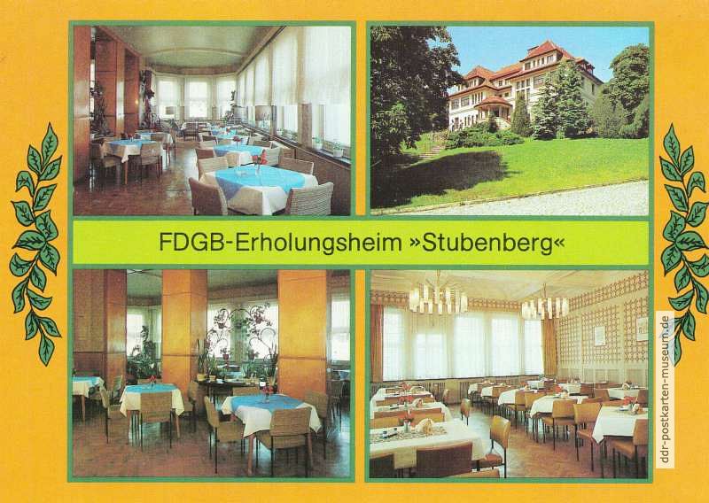 Gernrode, FDGB-Erholungsheim "Stubenberg" mit Veranda und Speiseraum - 1985