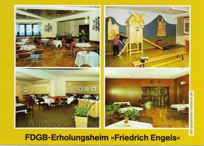 Templin, FDGB-Erholungsheim "Friedrich Engels" mit Dachcafe und Spielzimmer - 1985-02
