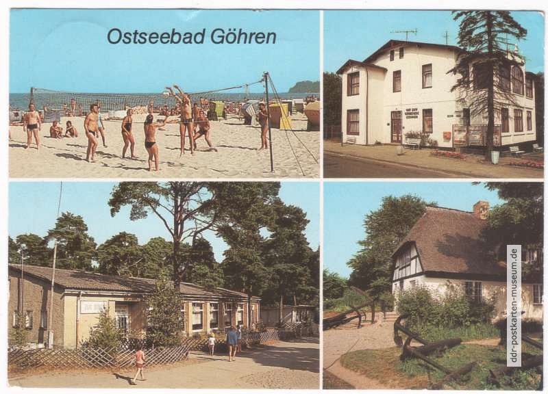 Volleyball am Strand, Rat der Gemeinde, HO-Gaststätte, Heimatmuseum - 1987