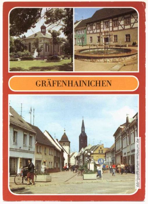 Paul-Gerhardt-Kapelle, Springbrunnen vor dem Rathaus, Fußgängerzone (Boulevard) - 1987