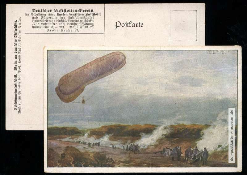 Spendenkarte mit Fesselballon, unsere Artilleriewirkung beobachtend - 1916