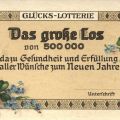 Neujahrskarte mit Traum vom "großen Geld" nach überstandener Inflation - 1925