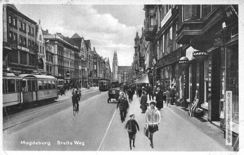 Straßenszene in Magdeburg, Breiter Weg - 1935