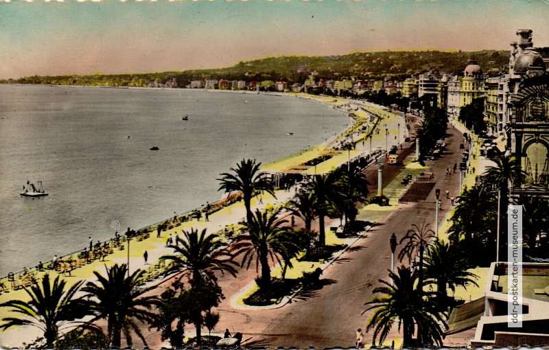 Handcolorierte Fotopostkarte aus Nizza (Frankreich) - 1950
