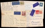 BRD-Postkarten nach Übersee mit Luftpostaufklebern der 50er Jahre