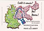 Deutschland in den Grenzen von 1937 auf englischsprachiger Propaganda-Postkarte (BRD) - 1967