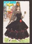 Spanische Ansichtskarte mit aufgesetzter Stickerei - 1984