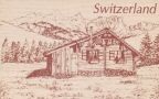 Postkarte aus Holz mit Motiv aus der Schweiz - 1988