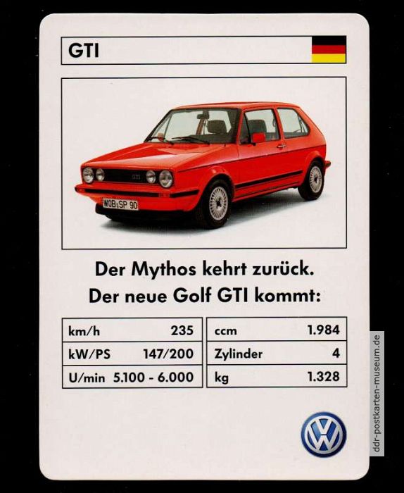Reklamepostkarte für PKW "Golf GTI" - 2002