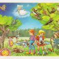 Kindergrußkarte, Hänsel und Gretel im Märchenwald - 1989enlauf - 1989