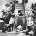Karte G 5071 Teddy und Frau Teddine beim Wolleaufwickeln in der Küche - 1957
