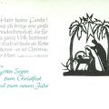 Weihnachtskarte mit Psalm und Scherenschnitt - 1970