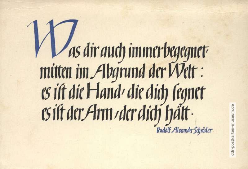 Spruchkarte mit Zitat von Rudolf Alexander Schröder - 1966