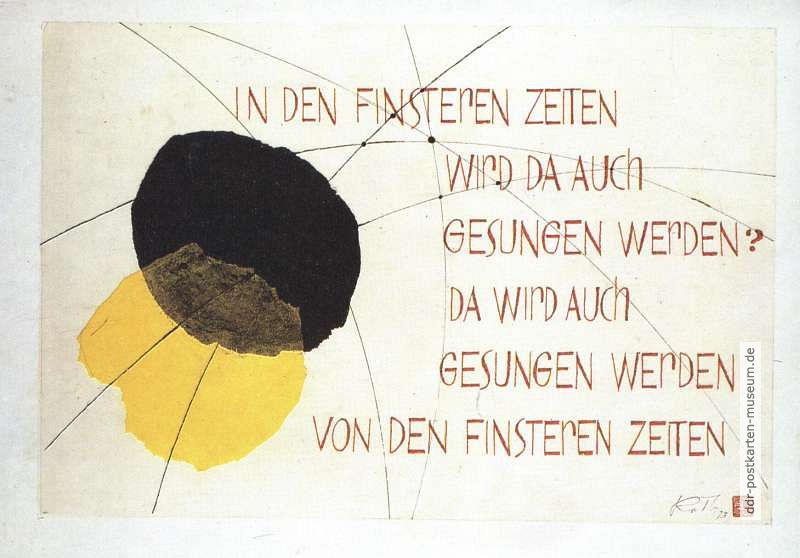Schablonenzeichnung mit Zitat von Bertolt Brecht - 1974