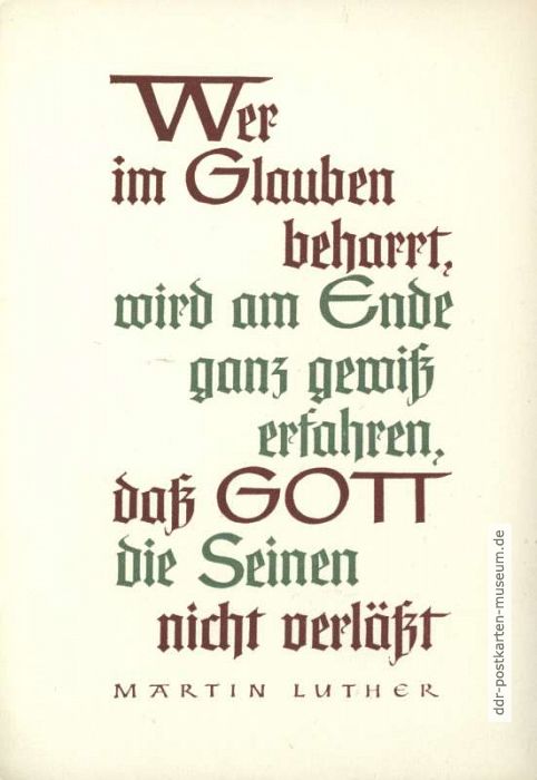 Spruchkarte mit Zitat von Martin Luther - 1969