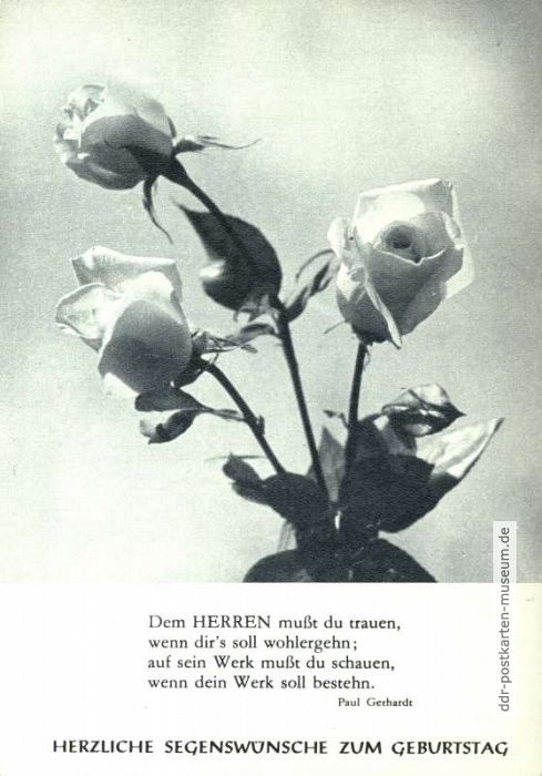 Geburtstagskarte mit Reim von Paul Gerhardt - 1965