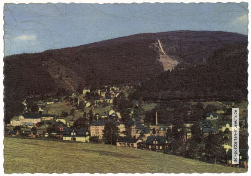 Blick auf Klingenthal und zur Großen Aschbergschanze - 1960