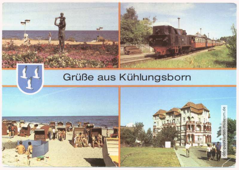 Strandpromenade, Schmalspurbahn, Strand, FDGB-Erholungsheim - 1988