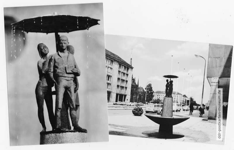 Brunnenplastik von Johann Belz an der Straße der Nationen in Karl-Marx-Stadt - 1966 / 1969