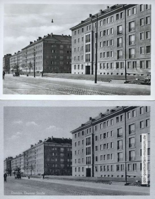 1.) ohne und mit Motivbeschriftung, 2.) wegretuschierte Straßenlampe und Masten - 1958/1960