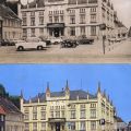 Seltene Ansichtskarte, sowohl in schwarz-weiß, als auch farbig produziert, Rathaus Lübz 