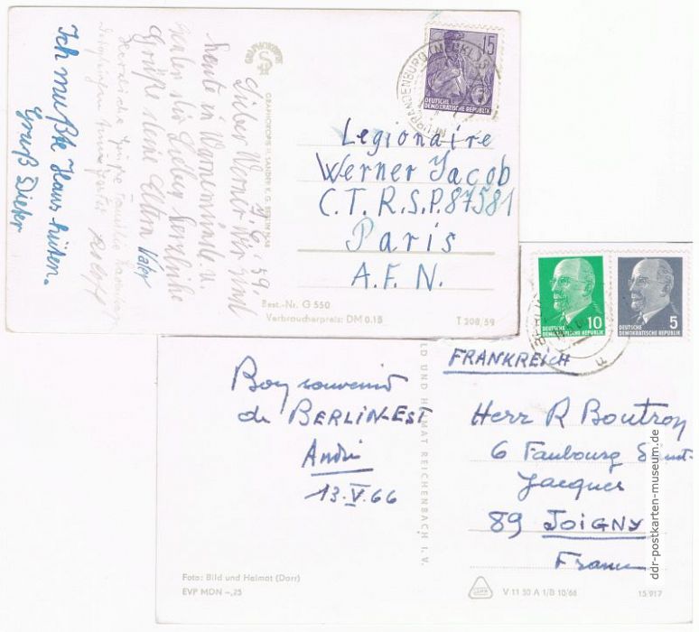 Postkartenporto ins Ausland konstant 15 Pfennig