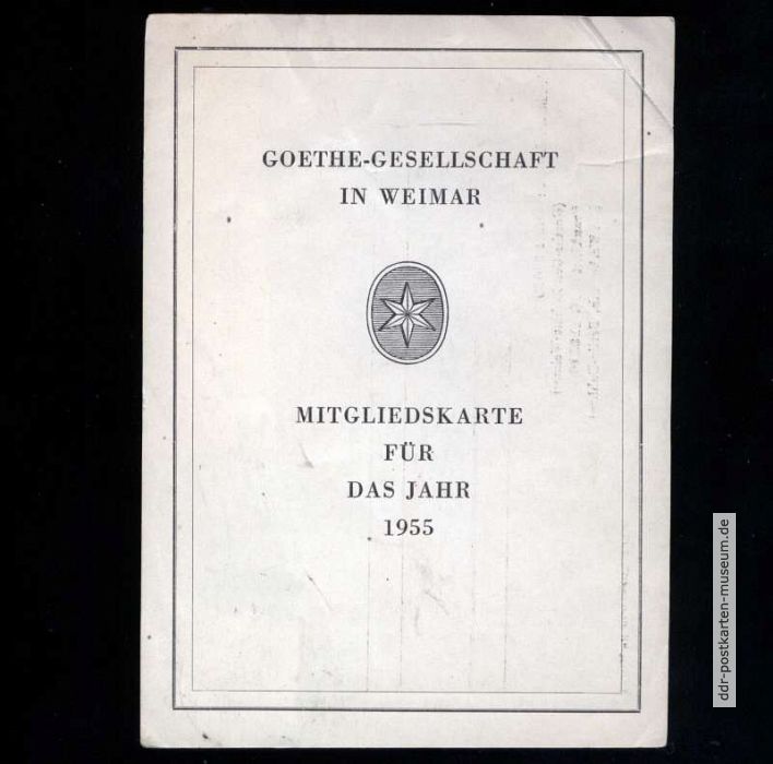Vorderseite der Mitgliedskarte der Goethe-Gesellschaft in Weimar - 1955