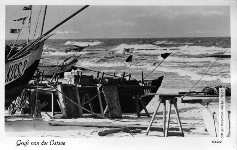Gruß von der Ostsee, am Strand von Koserow - 1955