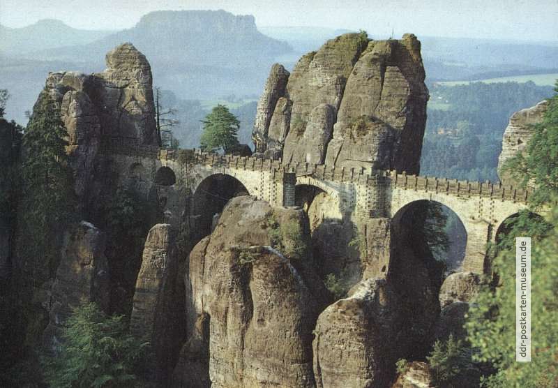 Basteibrücke im Landschaftsschutzgebiet Elbsandsteingebirge - 1989