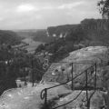 Blick vom Gamrich nach Rathen und dem Elbtal mit Bastei - 1966