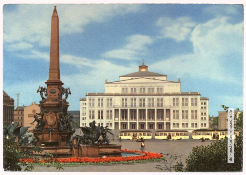 Opernhaus am Karl-Marx-Platz, Mendebrunnen - 1962